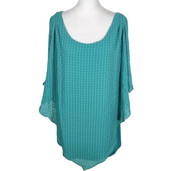 Avenue Green Blouse with Attached Tank and Slit Sleeves NWT Size 16 - Picture 1 of 12